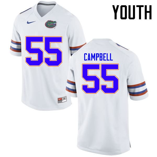 Youth NCAA Florida Gators Kyree Campbell #55 Stitched Authentic Nike White College Football Jersey IHH7265WU